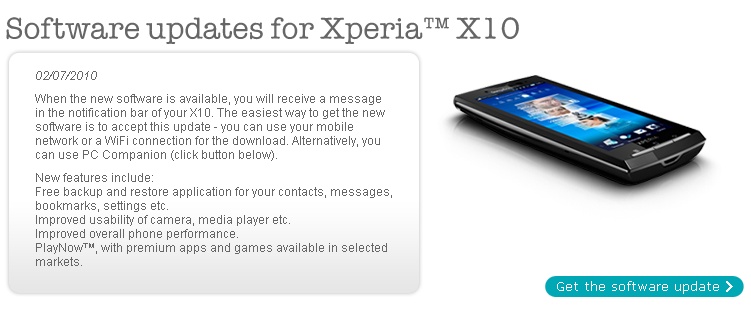 sony xperia update software
